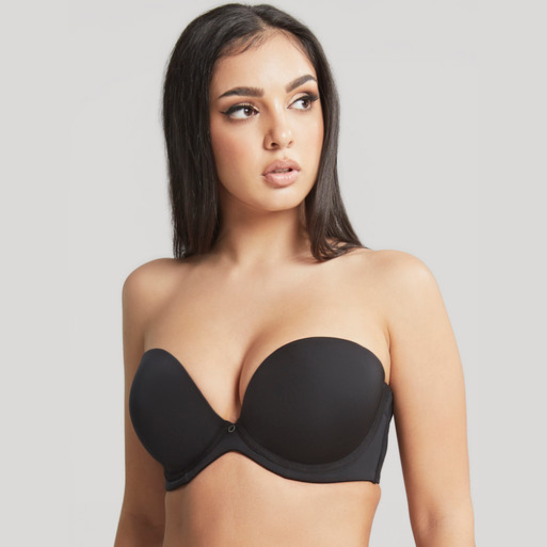 Pretty Things Panache Cleo Strapless Push Up Black Bra- Underwear Specialists