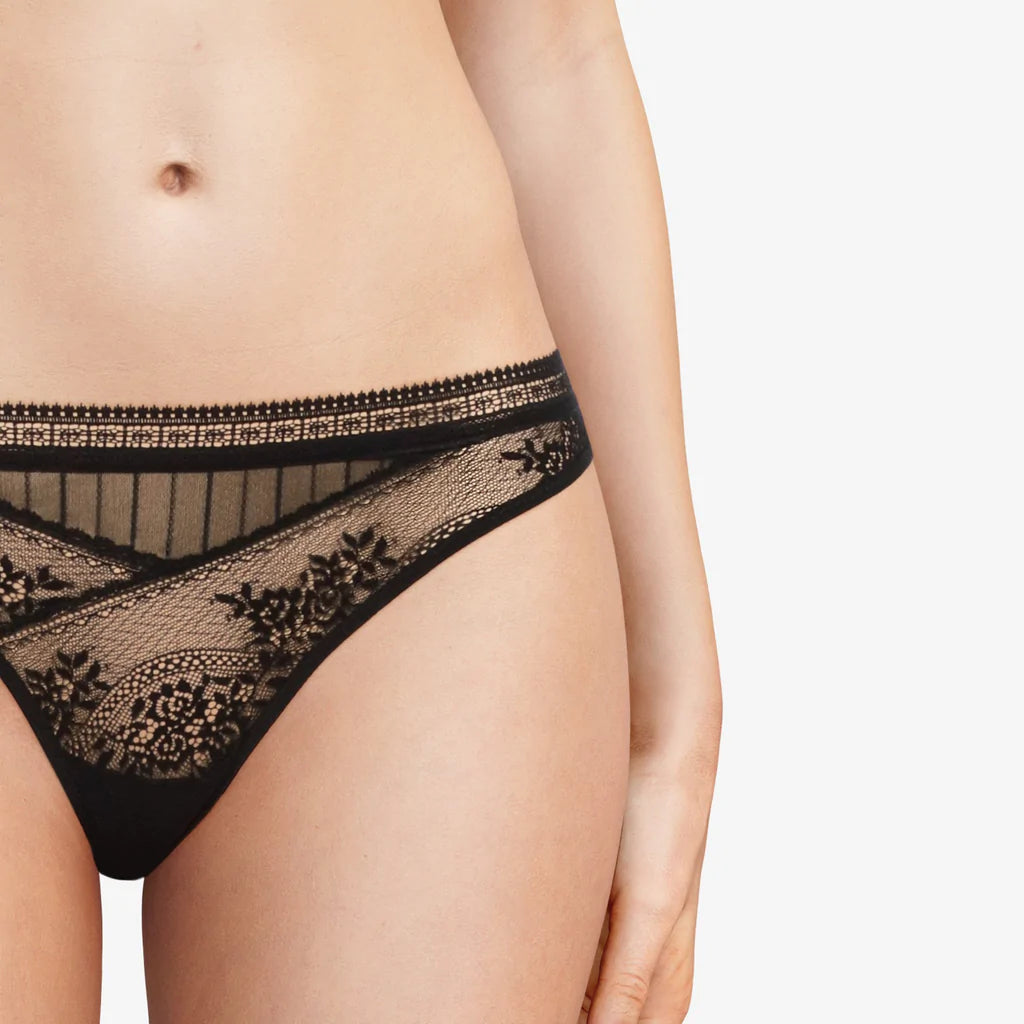Pretty Things Passionata Maddie Lace Black Thong - Underwear Specialists