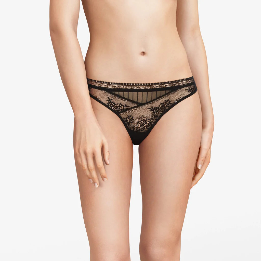 Pretty Things Passionata Maddie Lace Black Thong - Underwear Specialists