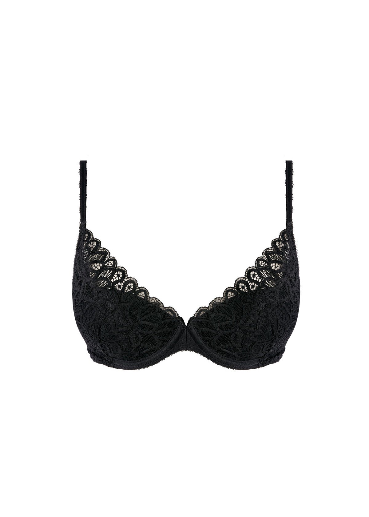 Pretty Things Wacoal Raffine Black Padded Lace Trim Bra - Underwear Specialists