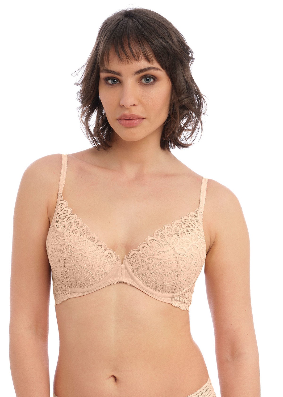 Pretty Things Wacoal Raffine Nude Padded Lace Trim Bra - Underwear Specialists